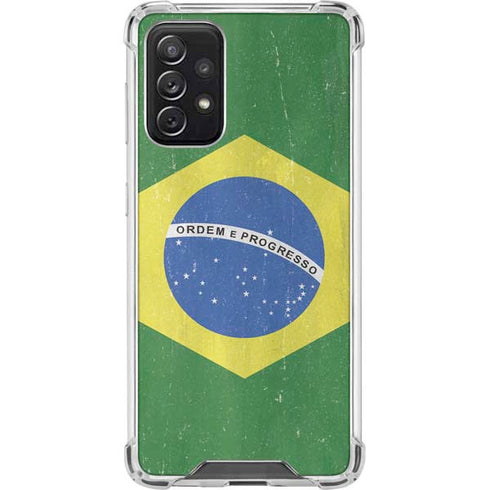 Brazil Flag Distressed Galaxy A72 5G Clear Case