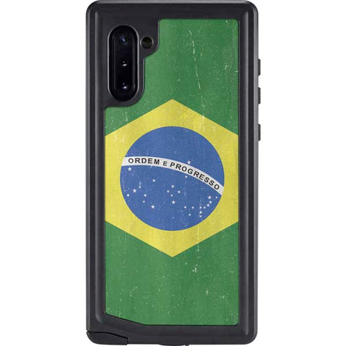 Brazil Flag Distressed Galaxy Note 10 Waterproof Case