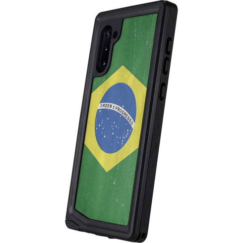 Brazil Flag Distressed Galaxy Note 10 Waterproof Case