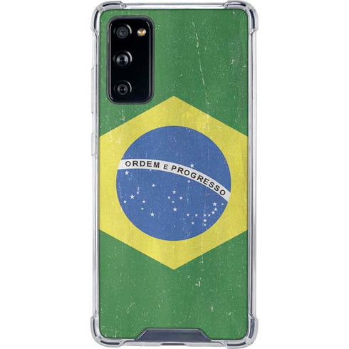 Brazil Flag Distressed Galaxy S20 FE Clear Case