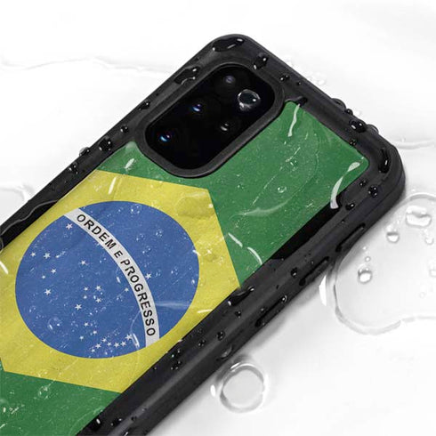 Brazil Flag Distressed Galaxy S20 Plus Waterproof Case