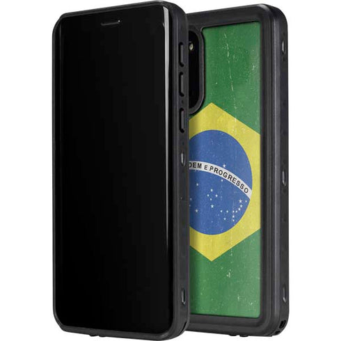 Brazil Flag Distressed Galaxy S20 Waterproof Case
