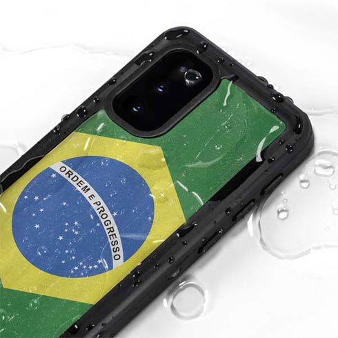 Brazil Flag Distressed Galaxy S20 Waterproof Case