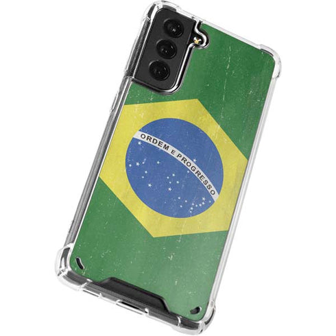 Brazil Flag Distressed Galaxy S21 5G Clear Case