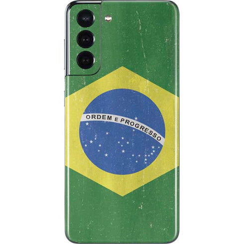 Brazil Flag Distressed Galaxy S21 5G Skin
