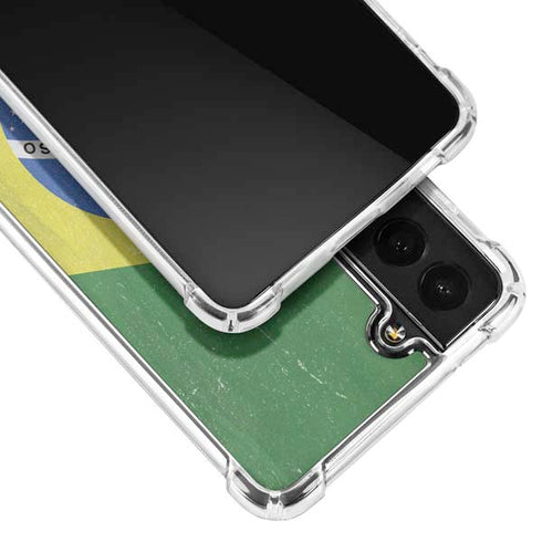 Brazil Flag Distressed Galaxy S21 FE Clear Case