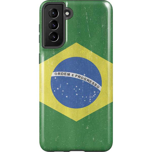 Brazil Flag Distressed Galaxy S21 FE Pro Case