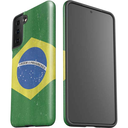 Brazil Flag Distressed Galaxy S21 Plus 5G Pro Case