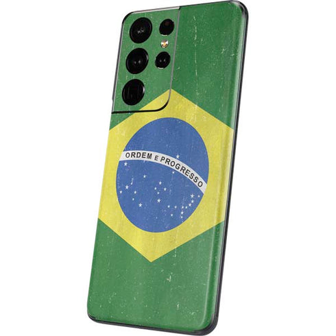 Brazil Flag Distressed Galaxy S21 Ultra 5G Skin