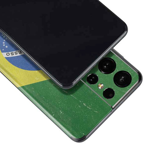 Brazil Flag Distressed Galaxy S21 Ultra 5G Skin