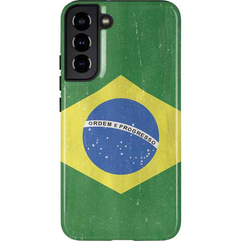 Brazil Flag Distressed Galaxy S22 Plus Pro Case