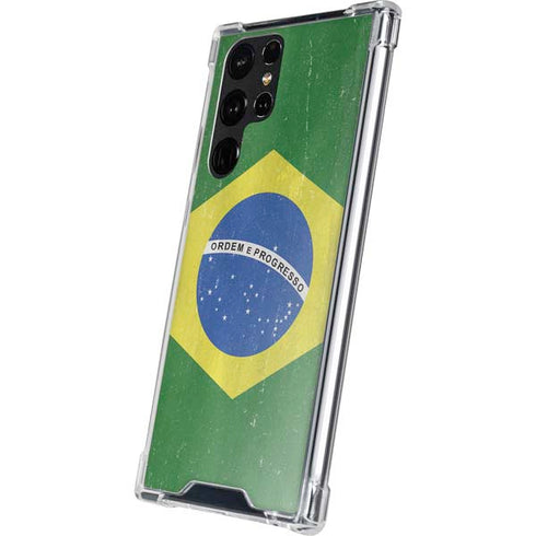 Brazil Flag Distressed Galaxy S22 Ultra Clear Case