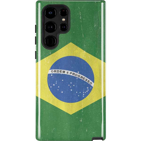 Brazil Flag Distressed Galaxy S22 Ultra Pro Case