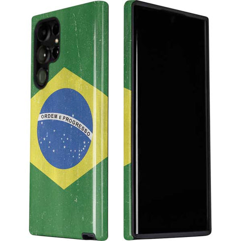 Brazil Flag Distressed Galaxy S22 Ultra Pro Case