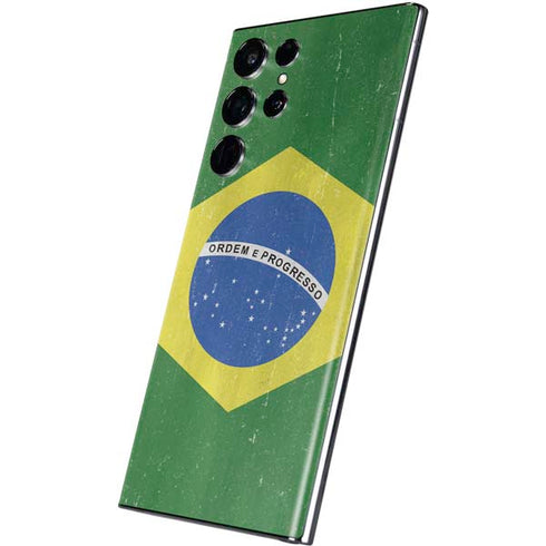Brazil Flag Distressed Galaxy S22 Ultra Skin