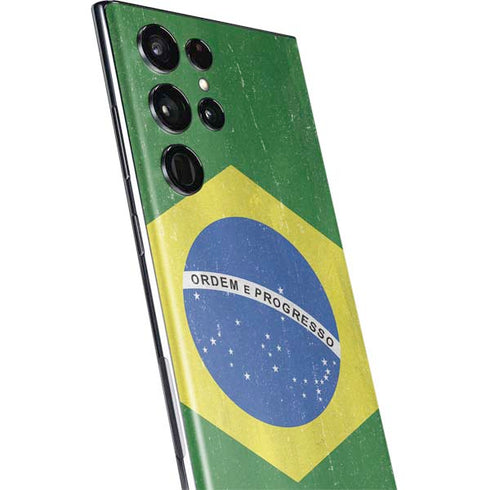 Brazil Flag Distressed Galaxy S22 Ultra Skin