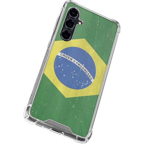Brazil Flag Distressed Galaxy S23 FE Clear Case