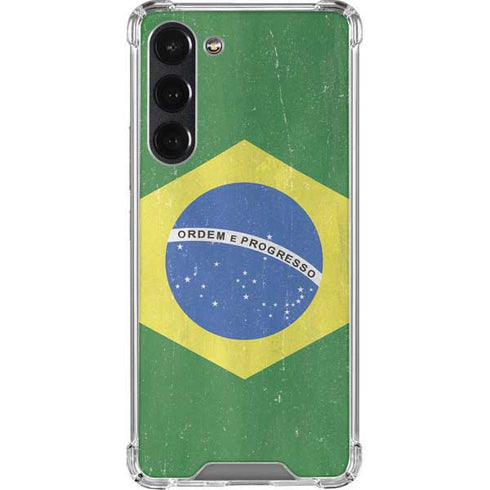 Brazil Flag Distressed Galaxy S23 Plus Clear Case