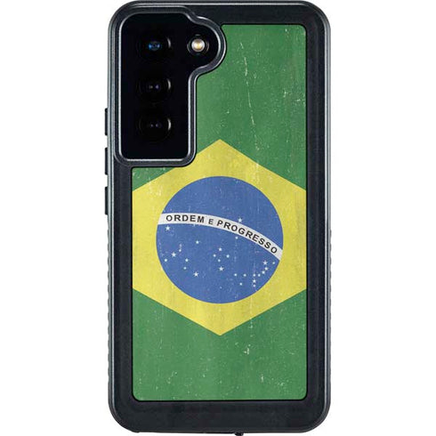 Brazil Flag Distressed Galaxy S23 Waterproof Case