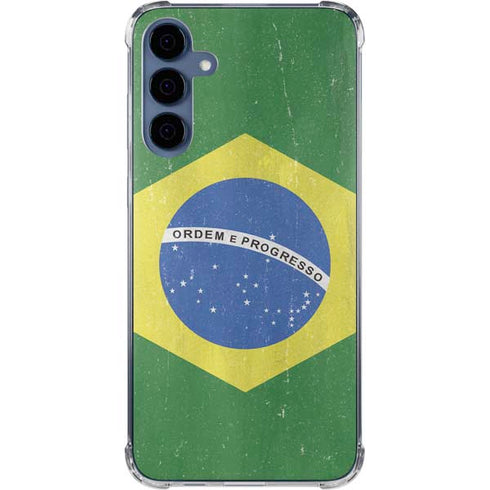Brazil Flag Distressed Galaxy S24 Clear Case