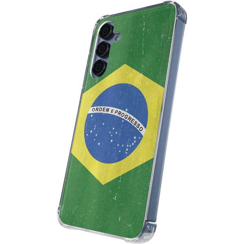 Brazil Flag Distressed Galaxy S24 Clear Case