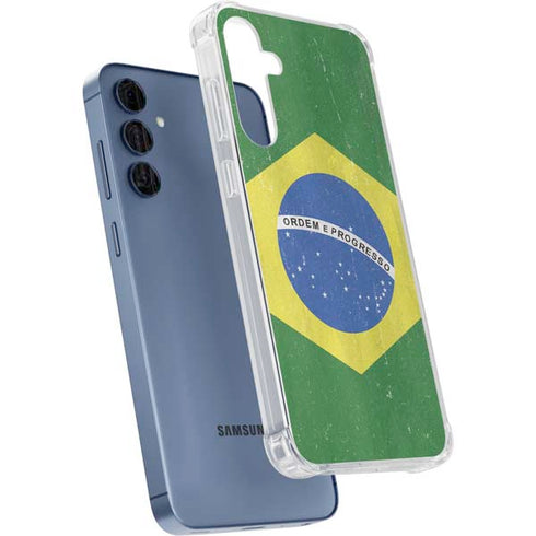 Brazil Flag Distressed Galaxy S24 Clear Case