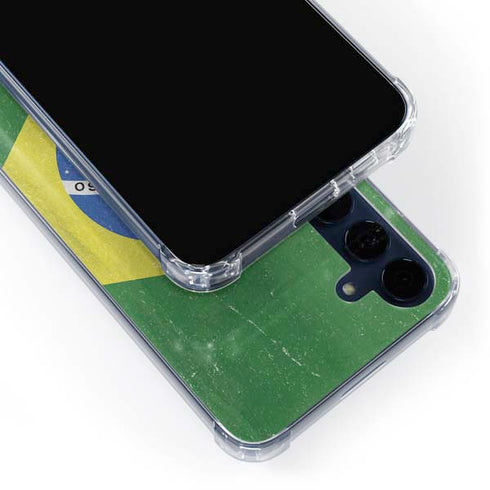 Brazil Flag Distressed Galaxy S24 Clear Case