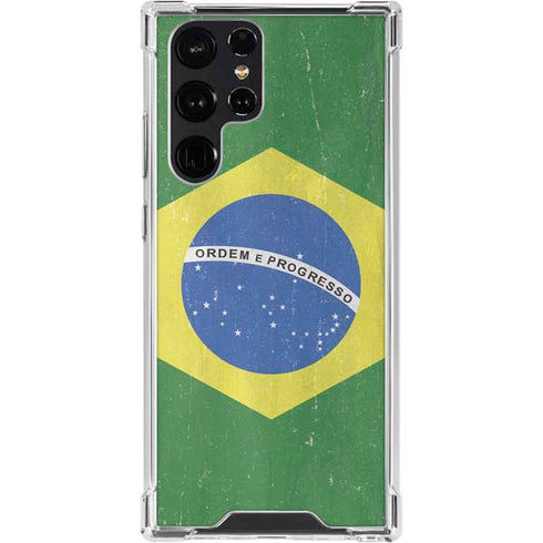 Brazil Flag Distressed Galaxy S24 Ultra Clear Case