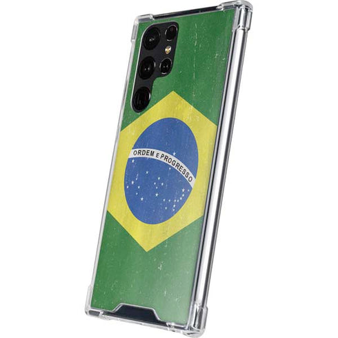 Brazil Flag Distressed Galaxy S24 Ultra Clear Case