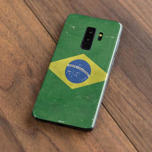 Brazil Flag Distressed Galaxy S9 Plus Skin