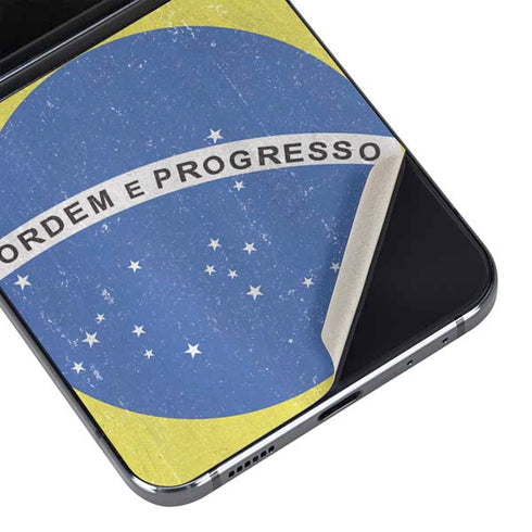 Brazil Flag Distressed Galaxy Z Flip5 5G Skin