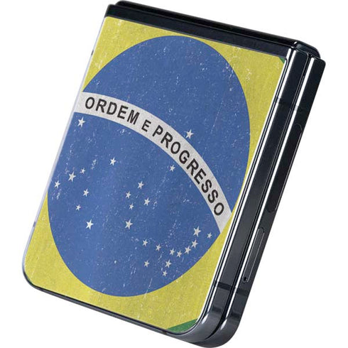 Brazil Flag Distressed Galaxy Z Flip5 5G Skin