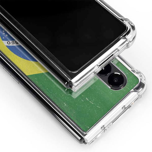 Brazil Flag Distressed Galaxy Z Fold4 5G Clear Case