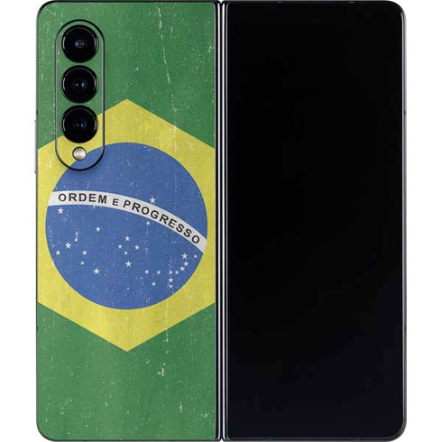 Brazil Flag Distressed Galaxy Z Fold4 5G Skin
