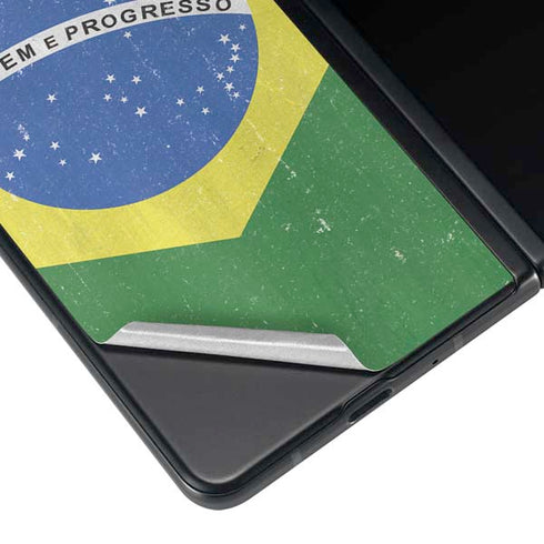 Brazil Flag Distressed Galaxy Z Fold4 5G Skin