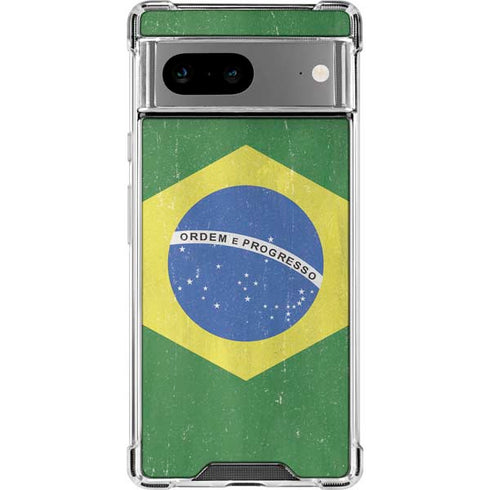 Brazil Flag Distressed Google Pixel 8 Clear Case