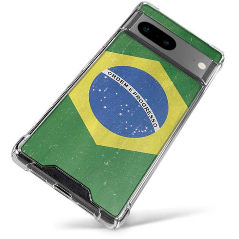 Brazil Flag Distressed Google Pixel 8 Clear Case