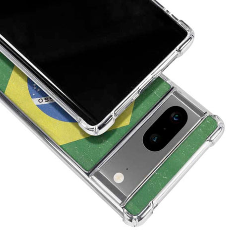 Brazil Flag Distressed Google Pixel 8 Clear Case
