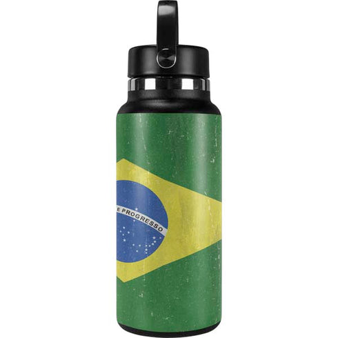 Brazil Flag Distressed Hydro Flask 32oz Wide Mouth Skin