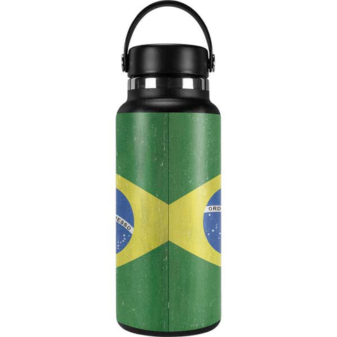 Brazil Flag Distressed Hydro Flask 32oz Wide Mouth Skin