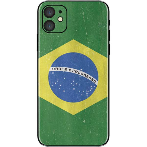 Brazil Flag Distressed iPhone 11 Skin