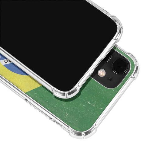 Brazil Flag Distressed iPhone 12 Clear Case