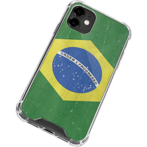 Brazil Flag Distressed iPhone 12 Clear Case
