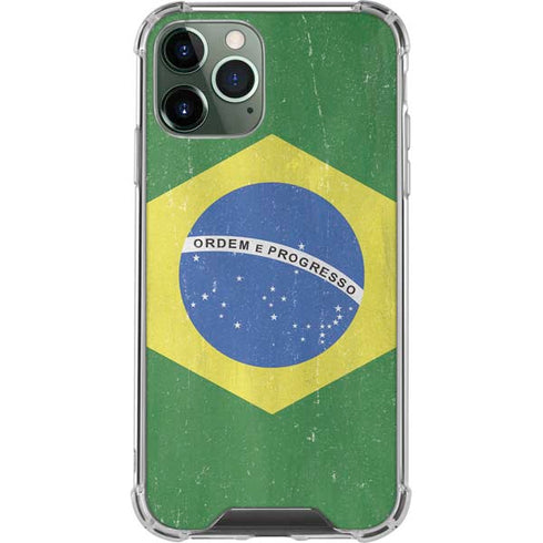 Brazil Flag Distressed iPhone 12 Pro Clear Case