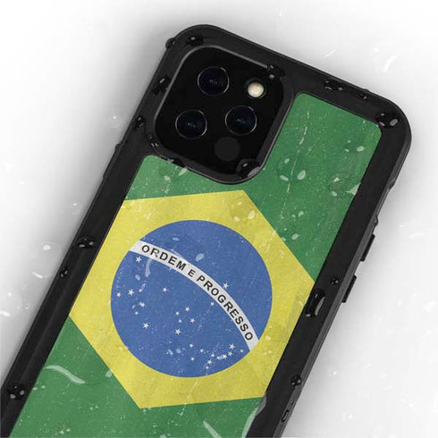 Brazil Flag Distressed iPhone 12 Pro Waterproof Case