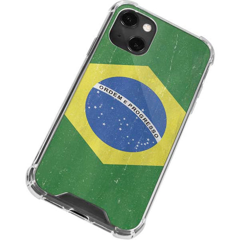 Brazil Flag Distressed iPhone 13 Mini Clear Case