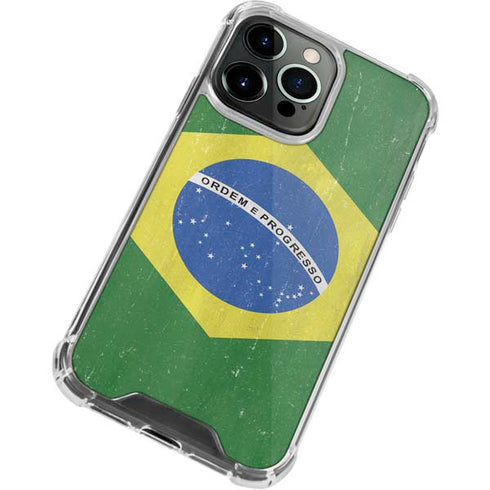 Brazil Flag Distressed iPhone 13 Pro Max Clear Case