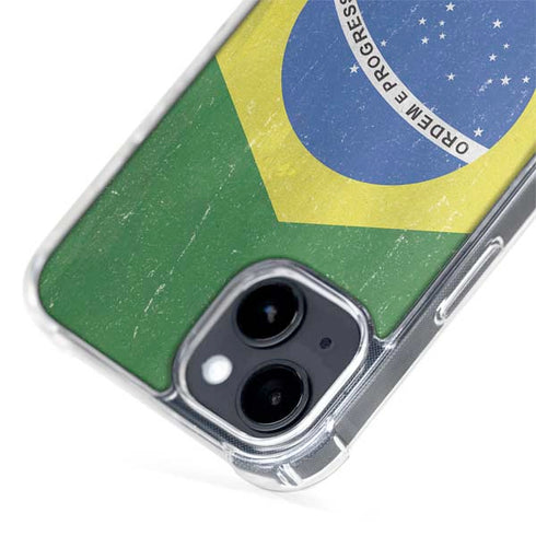 Brazil Flag Distressed iPhone 15 MagSafe Case