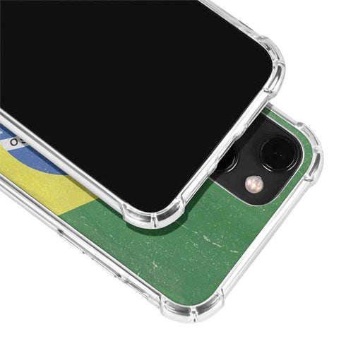 Brazil Flag Distressed iPhone 15 Plus Clear Case