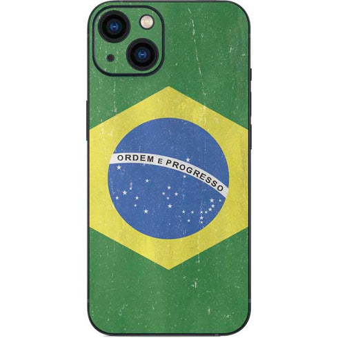 Brazil Flag Distressed iPhone 15 Plus Skin